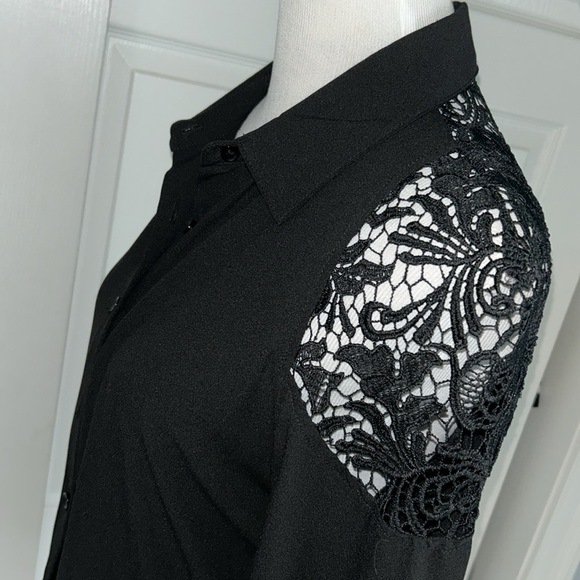 Alberto Makalli M longer lace upper button front blouse Bin G - Picture 7 of 9